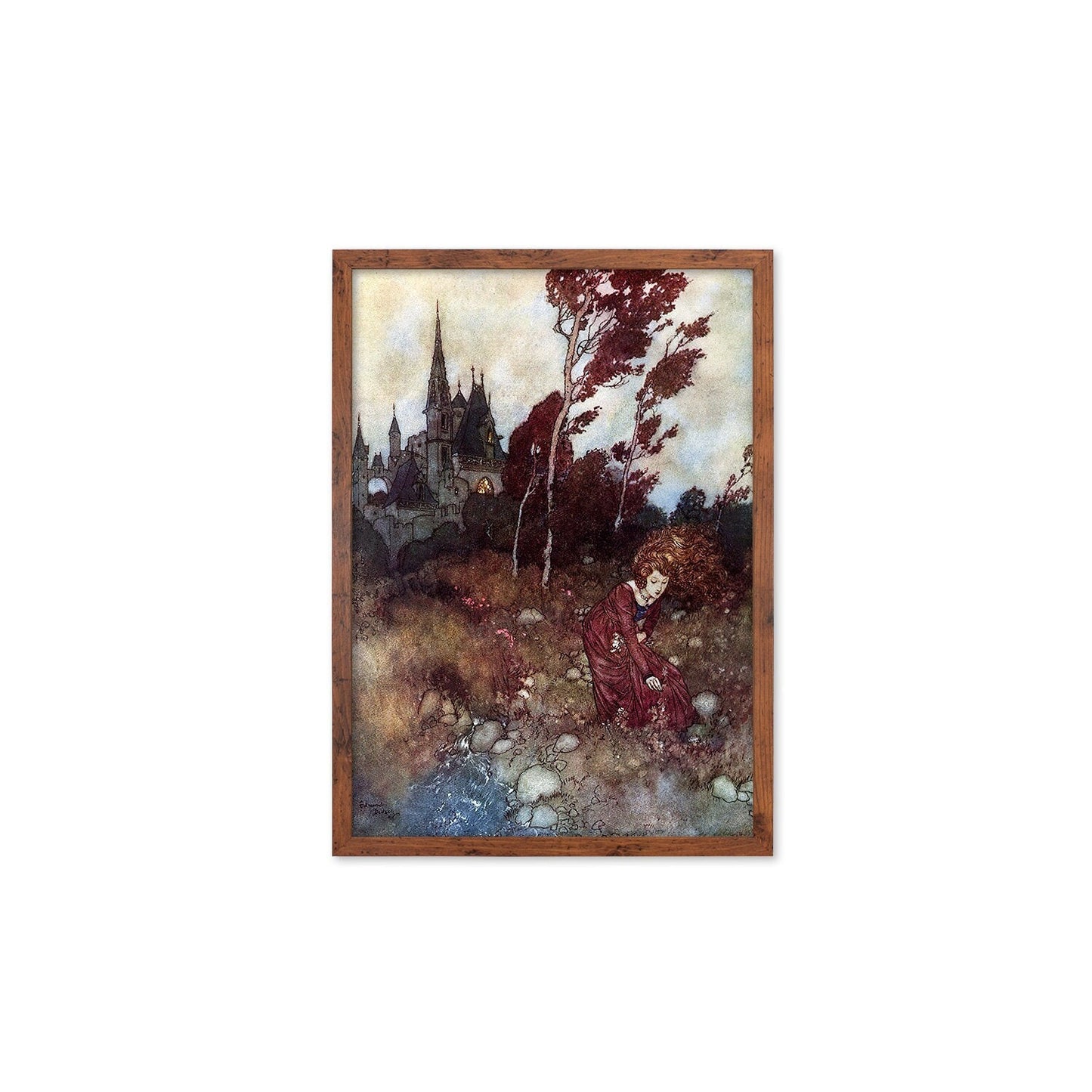 Princess Fairy Vintage Art Print Poster Wall Framed Mounted Antique Book Quirky Illustration Tale Edmund Dulac Victorian Beautiful Pretty