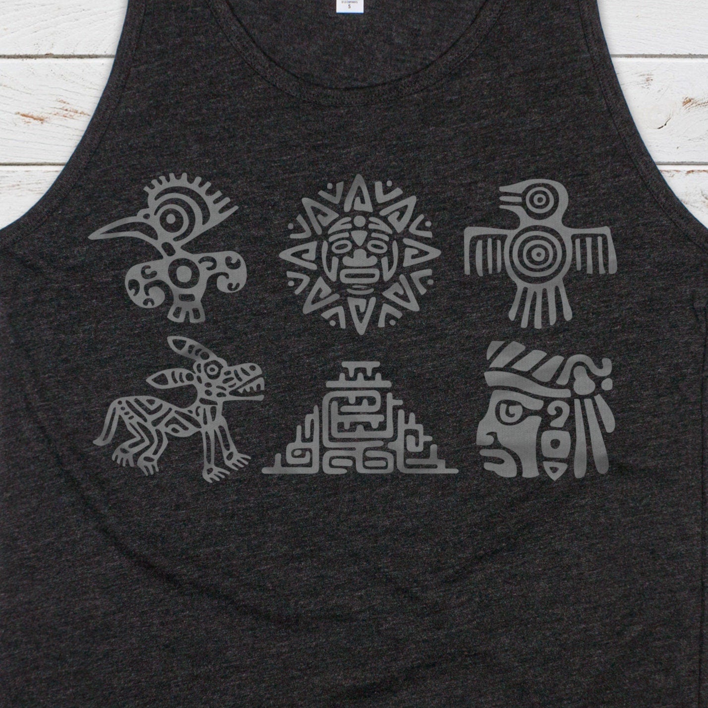 Aztec Mayan Symbols Tank Top Vest Vegan Incan Art Peru Quetzalcoatl Pyramid Mystic Serpent Andes Calendar Ancient Women Men Printed Cami Tee