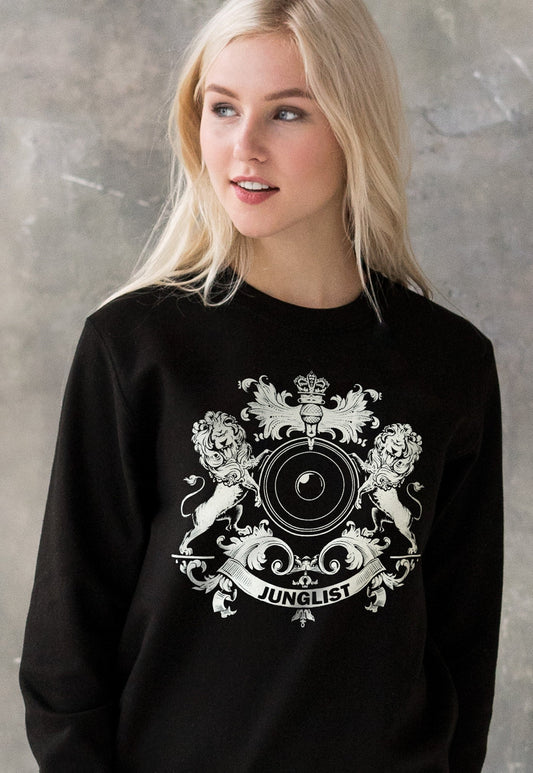 Junglist Coat Of Arms Sweatshirt Jungle Massive Crest Drum & Bass Female DJ Music Producer Festival Womens Printed Sweater Pullover Jumper