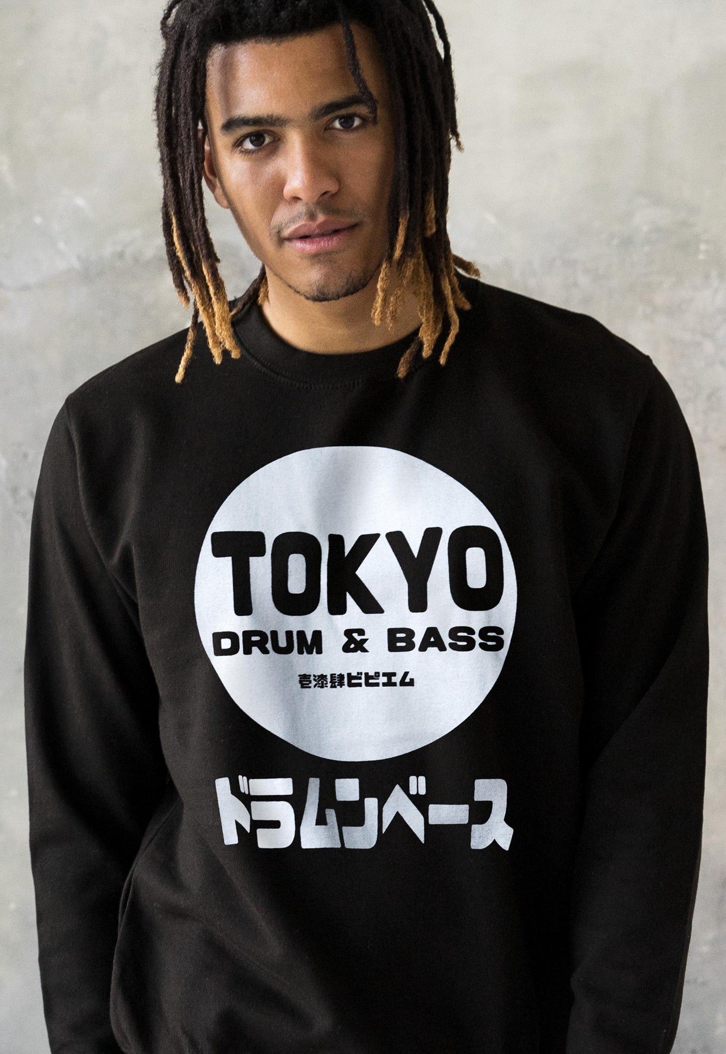 Tokyo Drum & Bass Sweatshirt Japanese Writing Japan 174 BPM Music Producer Kanji Junglist Womens Mens Printed Sweater Pullover Jumper Top