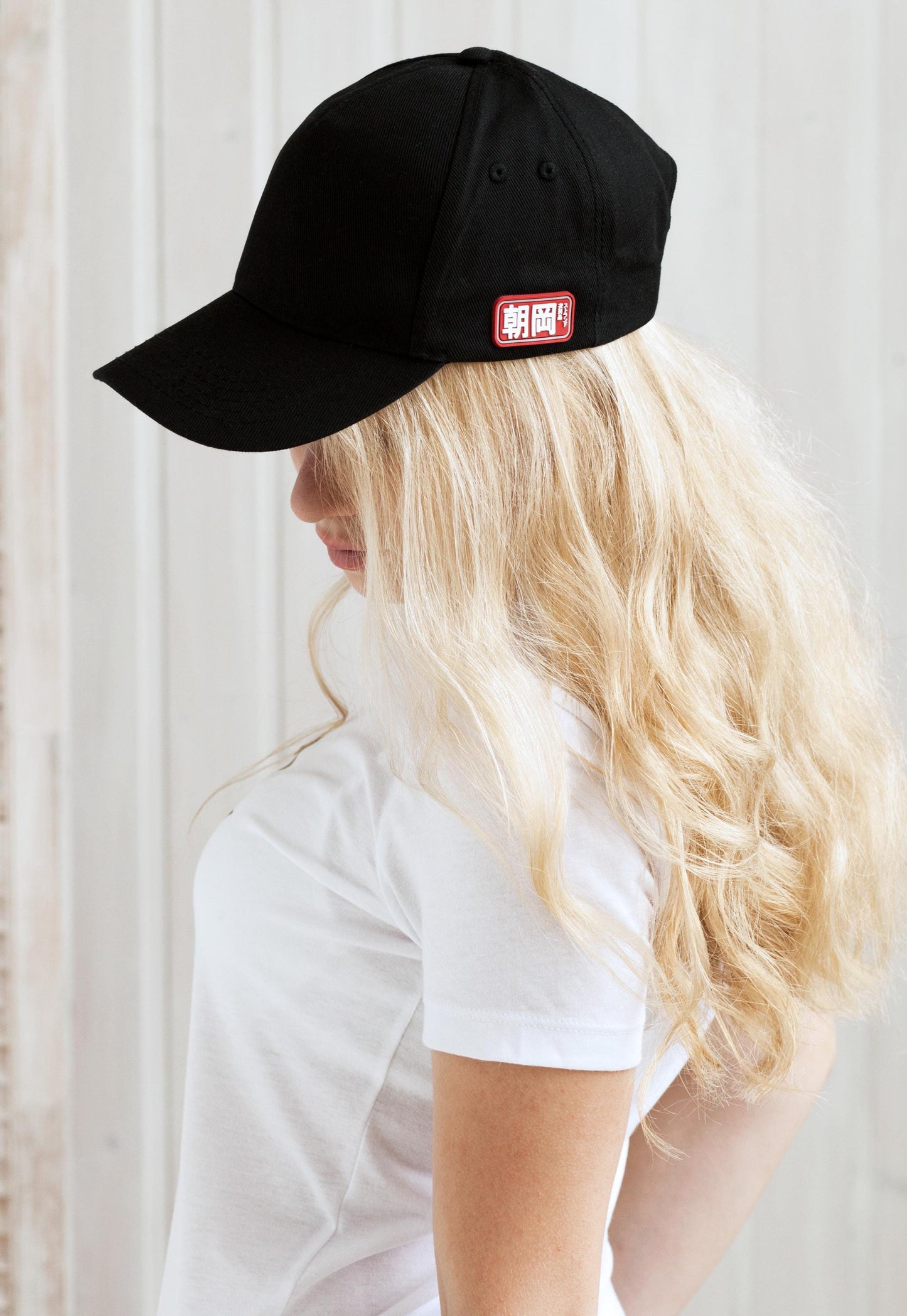 Classic Black Baseball Cap with Japanese Vinyl Applique - Retro Vintage Mens Womens Black Kuroi Hat Japan Aesthetic Streetwear 70s 80s 90s