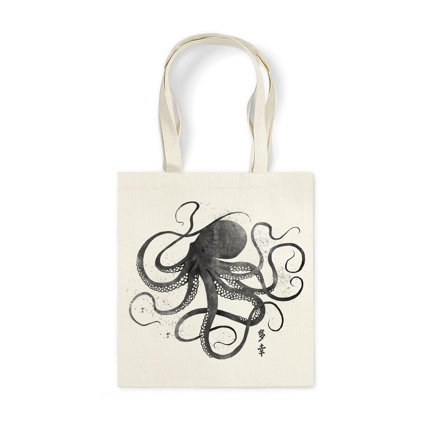 Octopus Japanese Calligraphy Canvas Tote Bag Ukiyo-e Traditional Art Japan Yoga Pretty Cute Gift Cotton Shopper Printed Eco Friendly Market