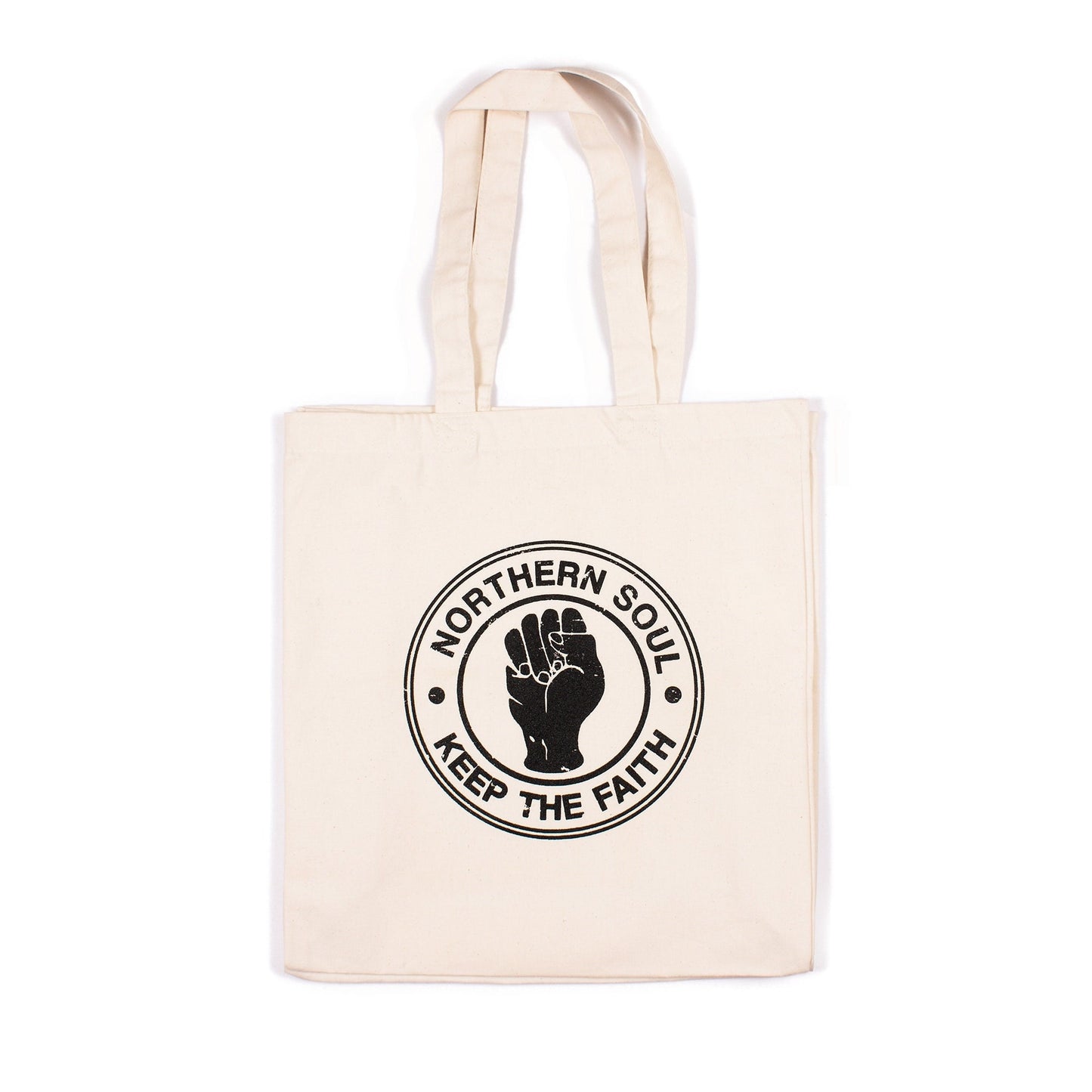 Northern Soul Tote Bag Keep The Faith Fist Logo Cotton Canvas Shopper Screen Printed Eco Friendly Market Retro Vintage Mod 60s 70s Music Rad