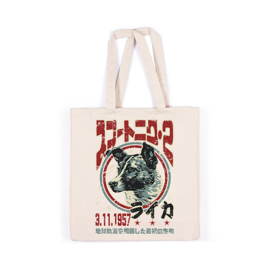 Laika The Space Dog Canvas Tote Bag Art Japan Yoga Cute Gift Cotton Shopper Printed Eco Friendly Market Japanese Soviet Retro Science Sci Fi