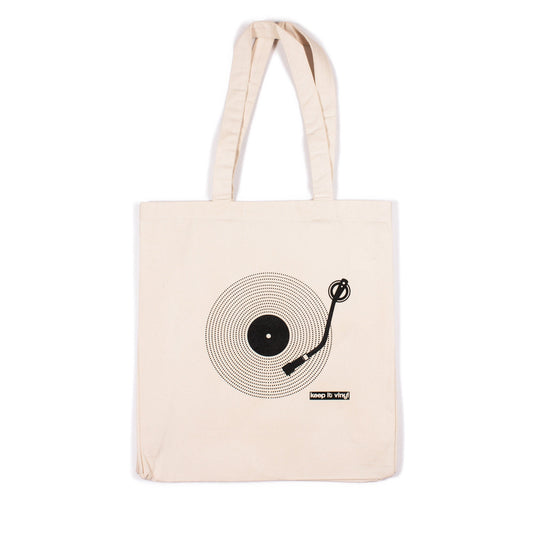 Keep It Vinyl Tote – Cotton Canvas Tote Shopper Bag Screen Printed Eco Friendly Market Bag LP Turntable Record Player Bass Deck Decks