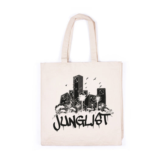 Junglist Sound System Canvas Tote Jungle Massive Drum and Bass DJ Music Festival Print Cotton Shopper Bag Screen Printed Eco Friendly Market