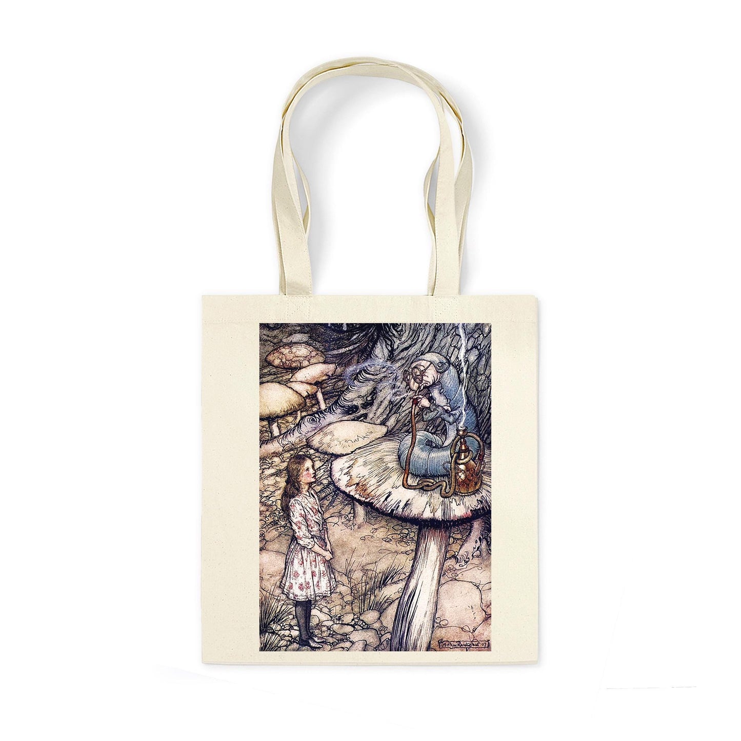 Alice In Wonderland Canvas Tote Bag Ukiyo-e Vintage Art Book Caterpillar Mushroom Rackham Cute Cotton Shopper Printed Eco Friendly Market