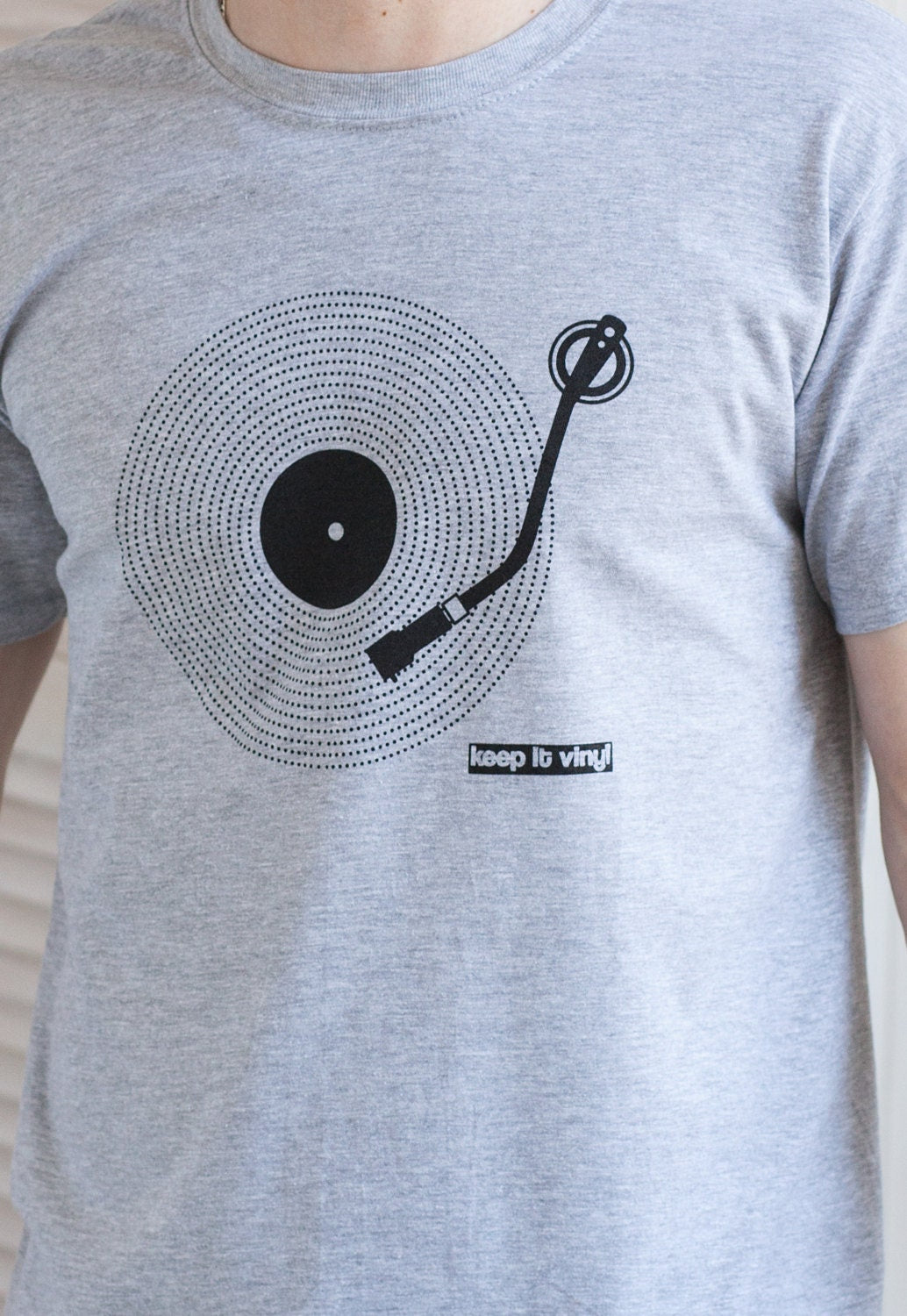 Keep It Vinyl T Shirt - Minimalist DJ Deck Turntable LP Vinyl Record Player Music Festival EDM Old School Retro Mens Womens Printed Tee Top