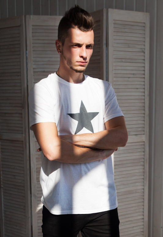 Star T Shirt - Minimalist Abstract Geometric Streetwear Skater Fashion Retro 80s 90s Graphic Design Mens Womens Screen Printed Tee T-Shirt