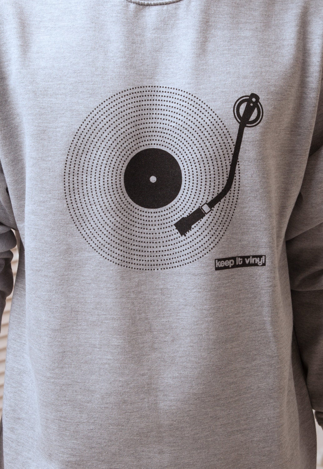 Keep It Vinyl Sweatshirt Minimalist Decks Turntable Vinyl LP Record Player DJ Drum & Bass Music Retro Men's Printed Pullover Jumper Sweater
