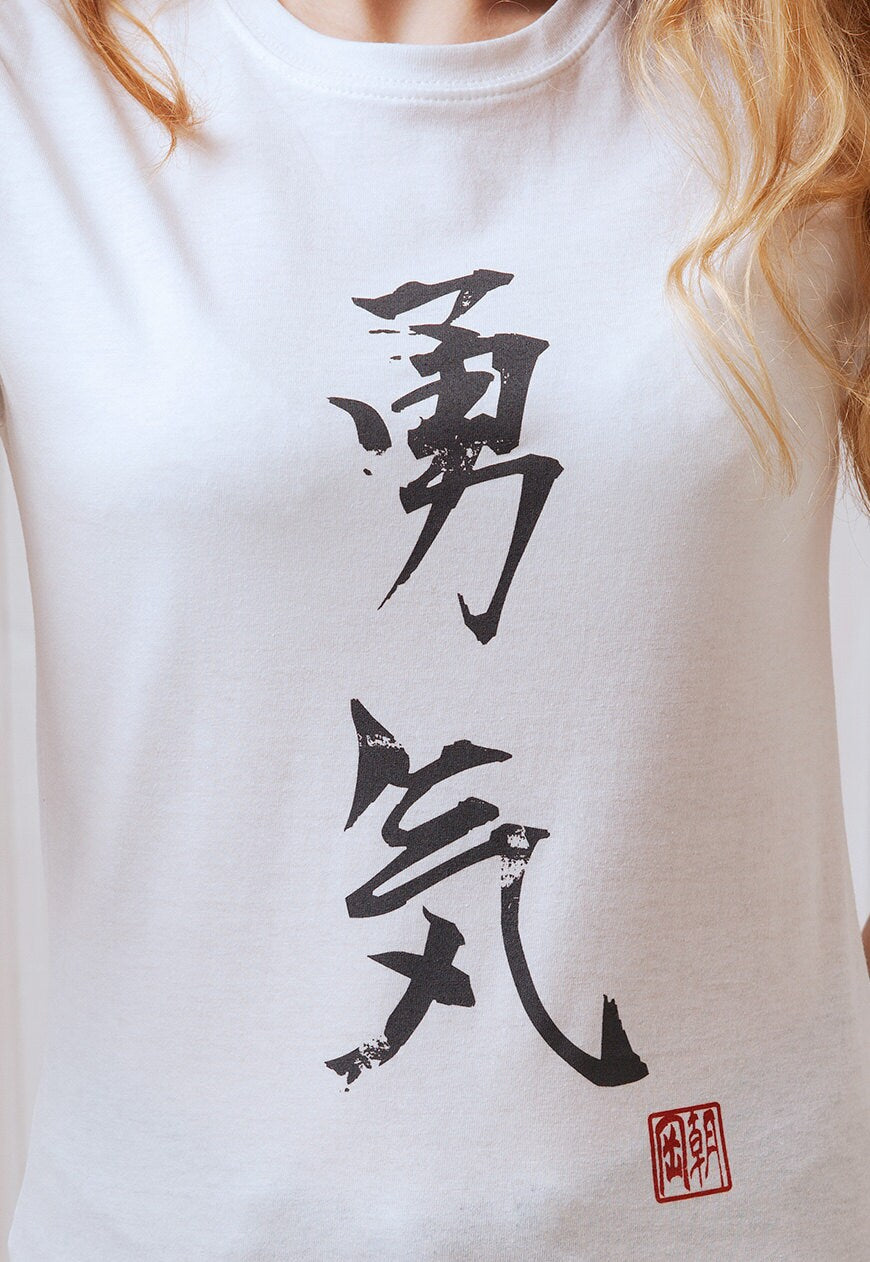 Japanese T Shirt Yuki Courage Calligraphy Writing Kanji Kawaii Japan Tokyo Harajuku Cute Pretty Anime Manga Yoga Women's Graphic Printed Tee