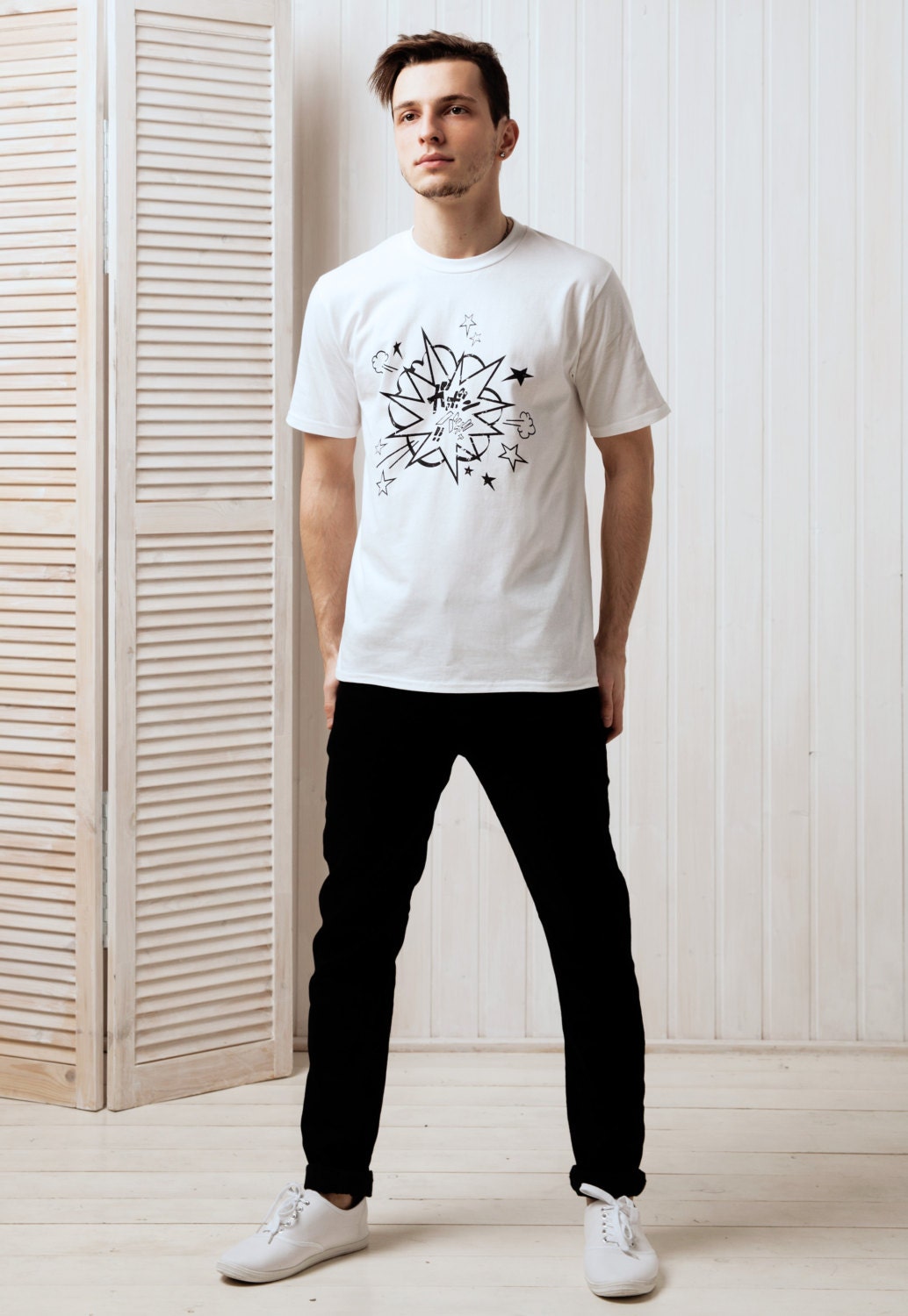 Japanese T Shirt Manga Explosion Japan Kawaii Anime Kanji Comic Book Comics Cosplay Sci Fi Geek Comicon Cute Womens Mens Printed Tee T-Shirt