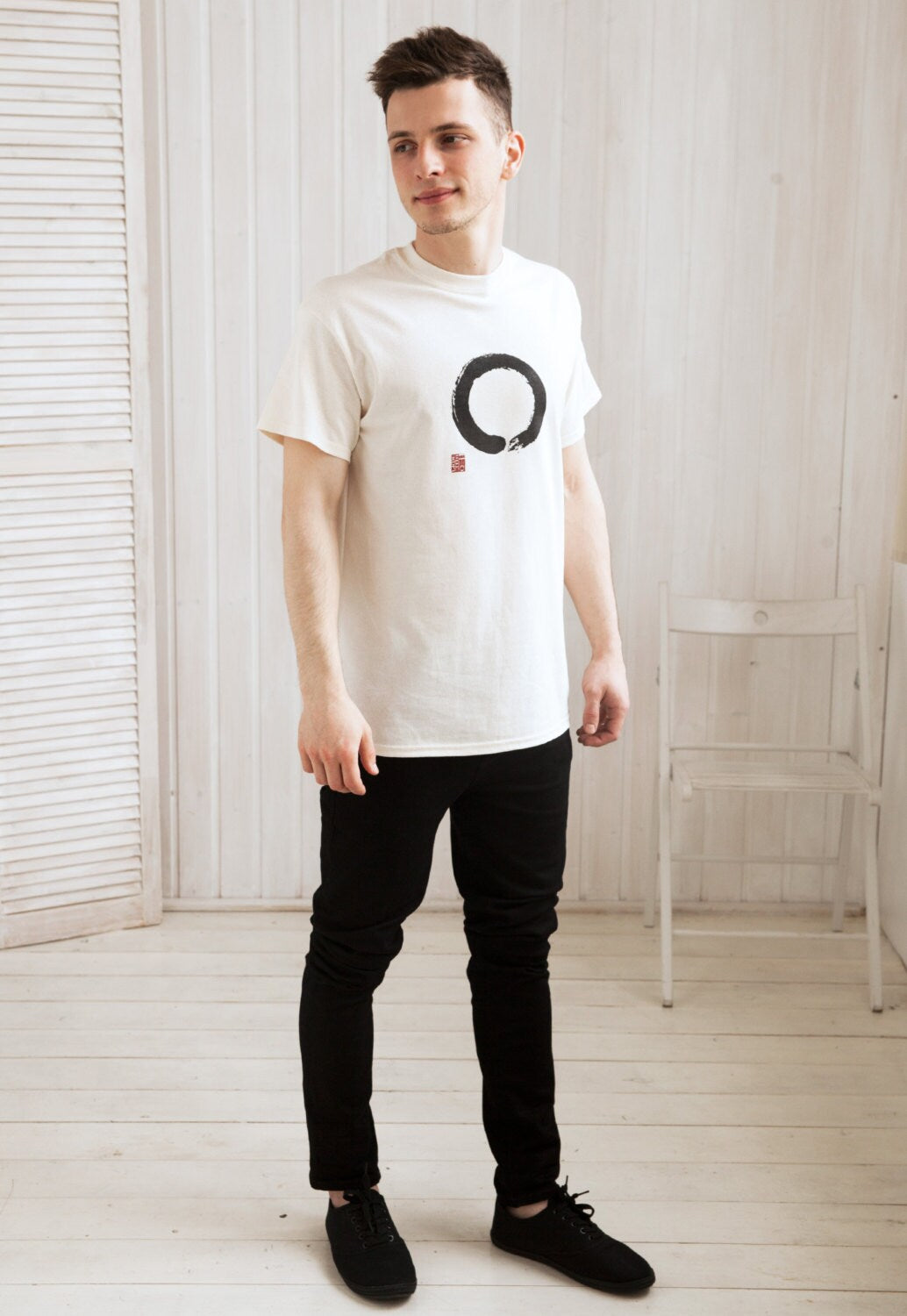 Japanese T Shirt Enso Circle Japan Calligraphy Buddhism Buddhist Yoga Zen Martial Arts Inspirational Aesthetic Causal Screen Printed Tee