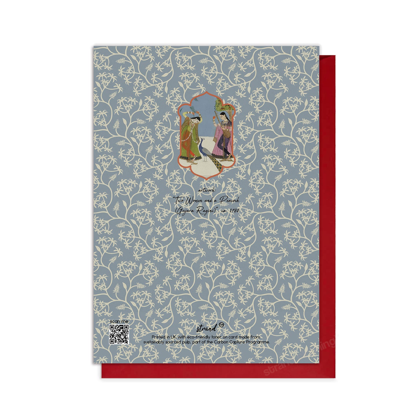 Two Women & Peacock – Indian Miniature Art Greeting Card
