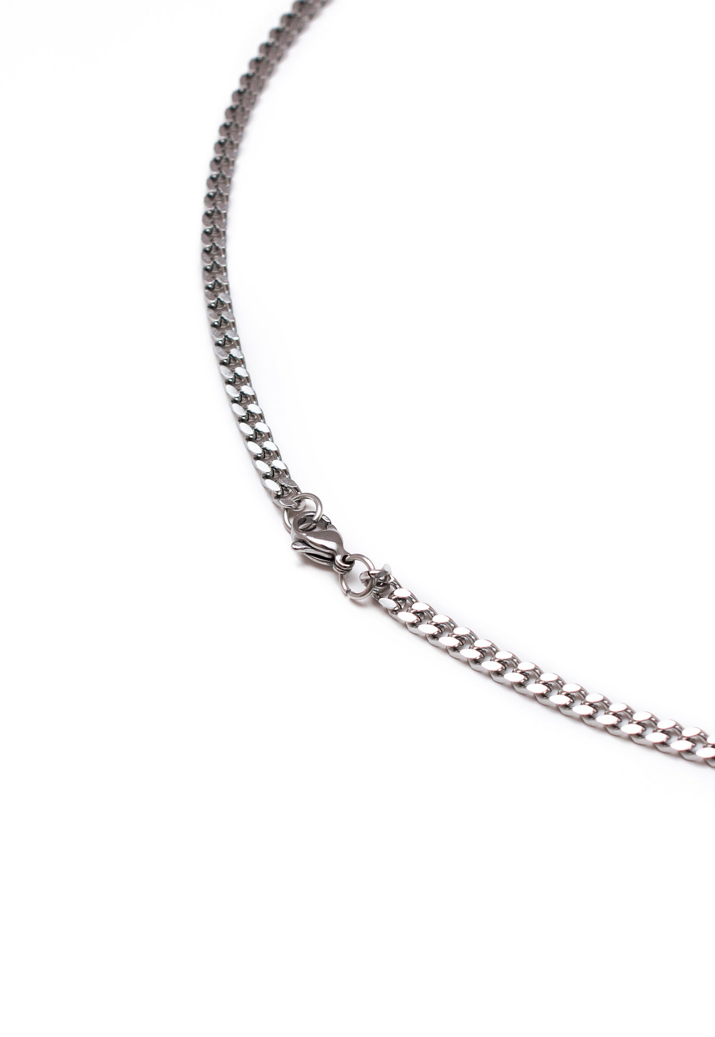 Curb Chain Necklace in Silver Finish Stainless Steel - Classic Fine Size