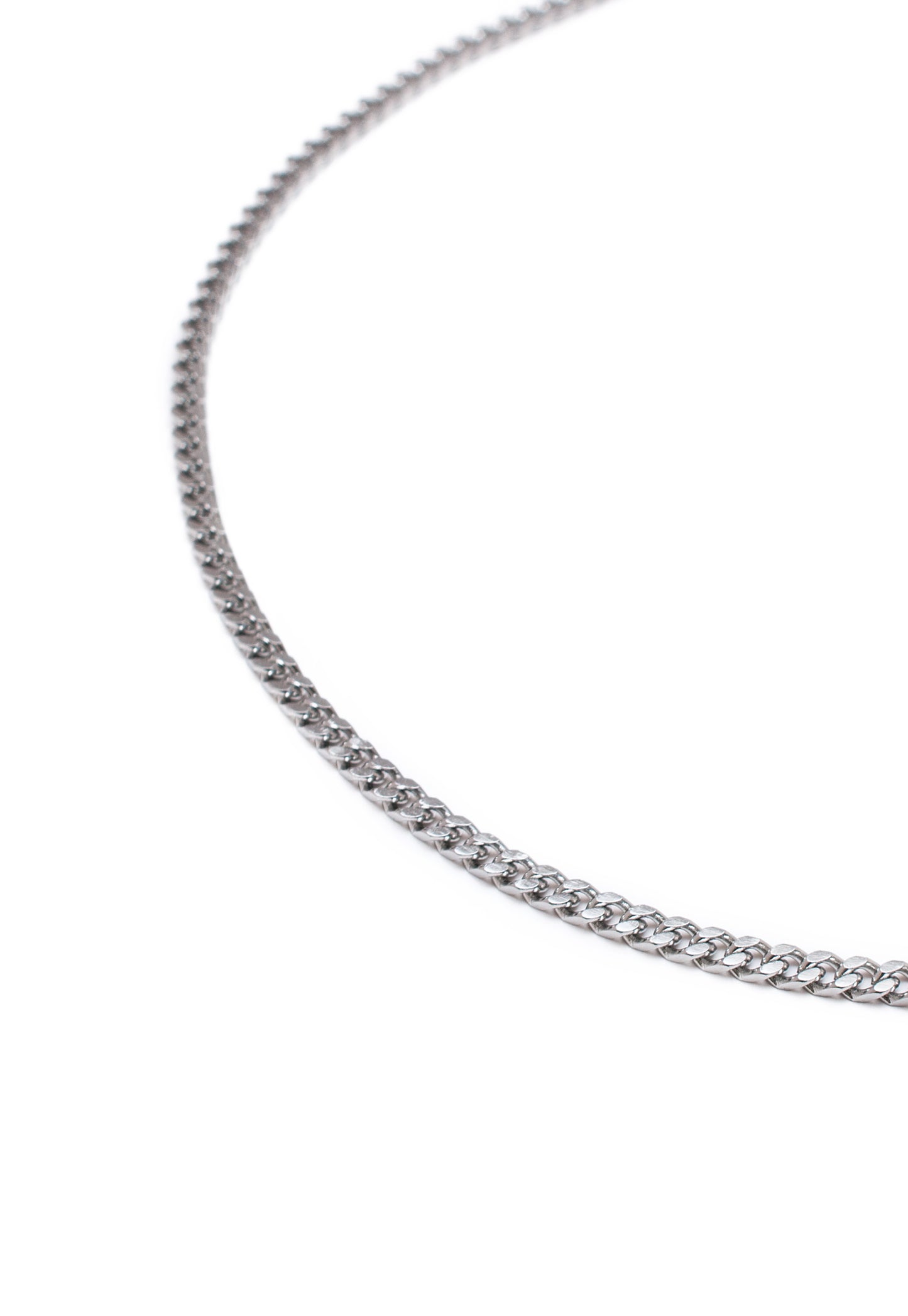 Curb Chain Necklace in Silver Finish Stainless Steel - Classic Fine Size