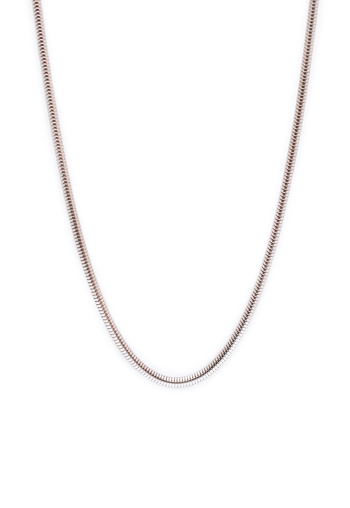 Omega (Snake) Chain Necklace in Silver Finish Stainless Steel – Fine
