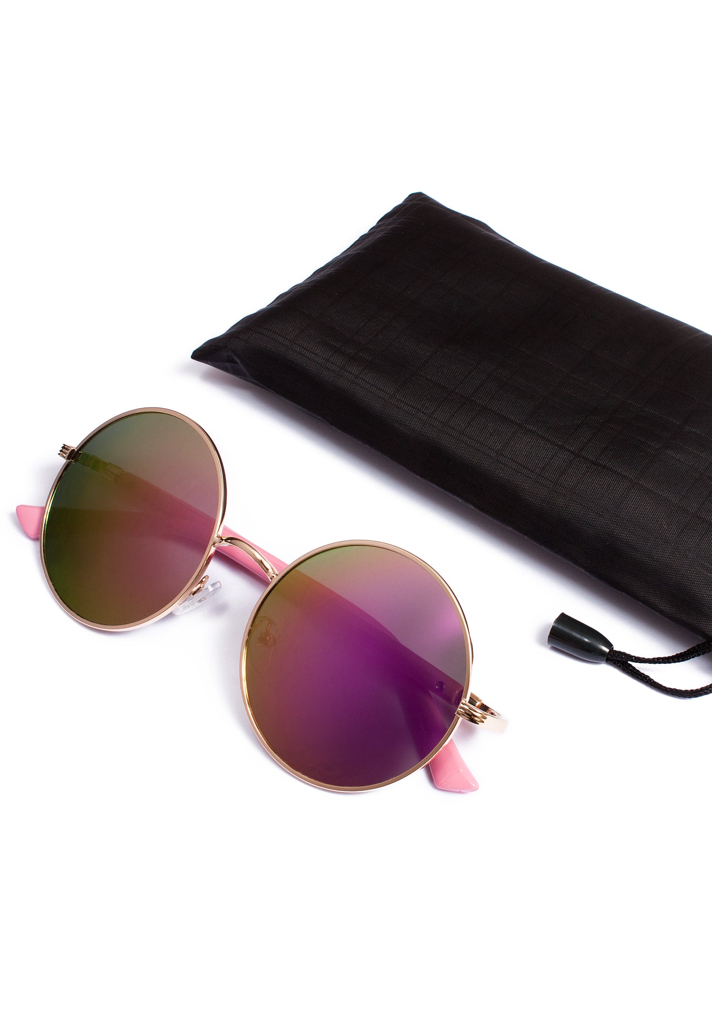 Round Mirror Lens Sunglasses in Pink & Purple – Retro Boho Style