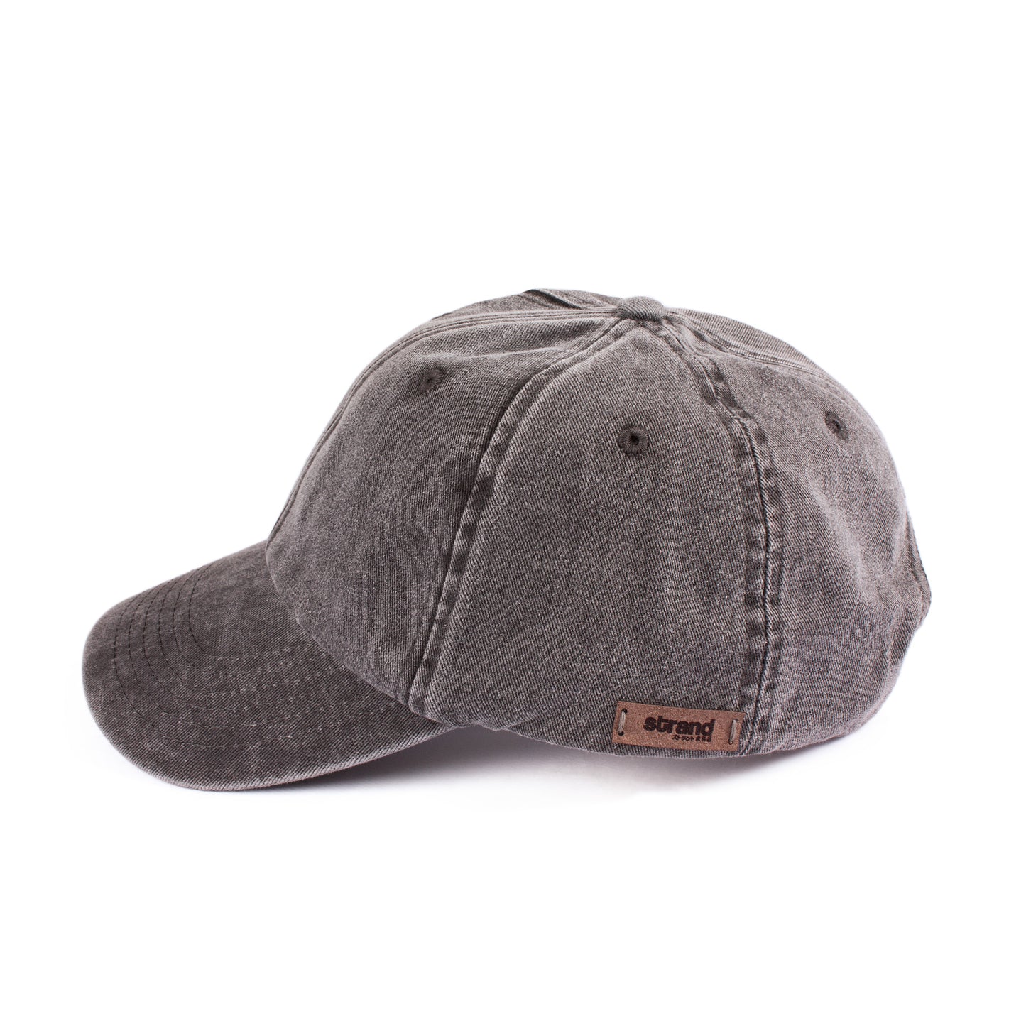 Washed Cotton Baseball Cap with Ultrasuede Patch - Distressed Grey