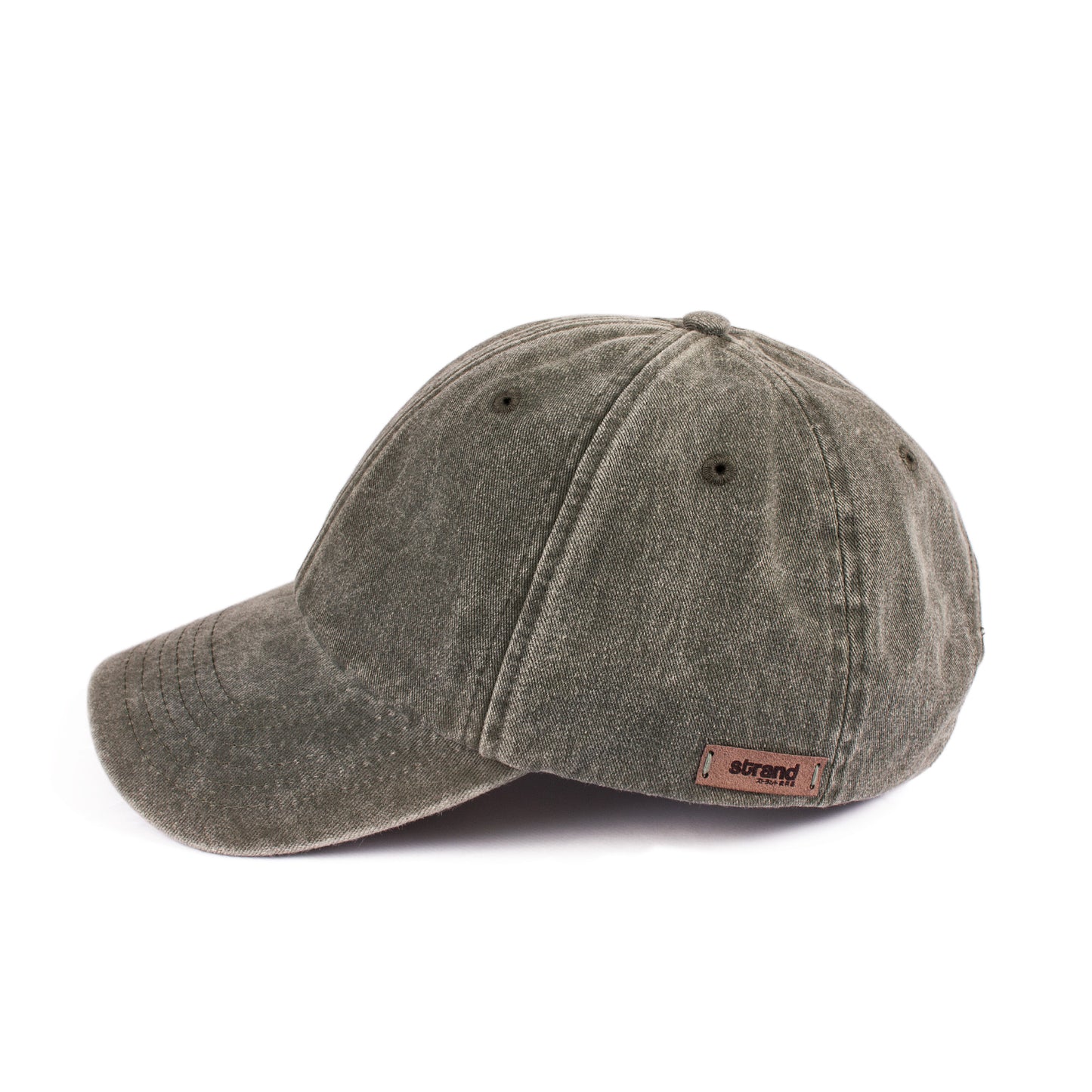 Washed Cotton Baseball Cap with Ultrasuede Patch - Distressed Khaki