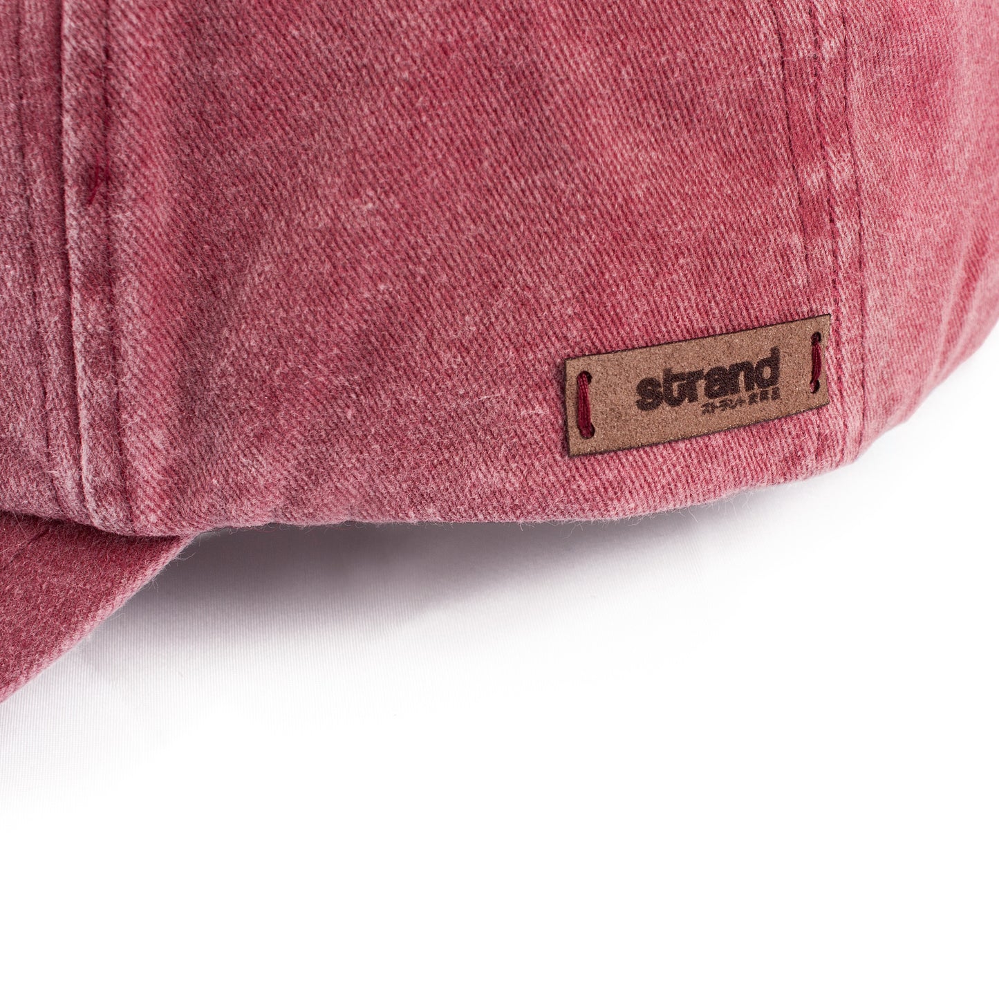 Washed Cotton Baseball Cap with Ultrasuede Patch - Distressed Red