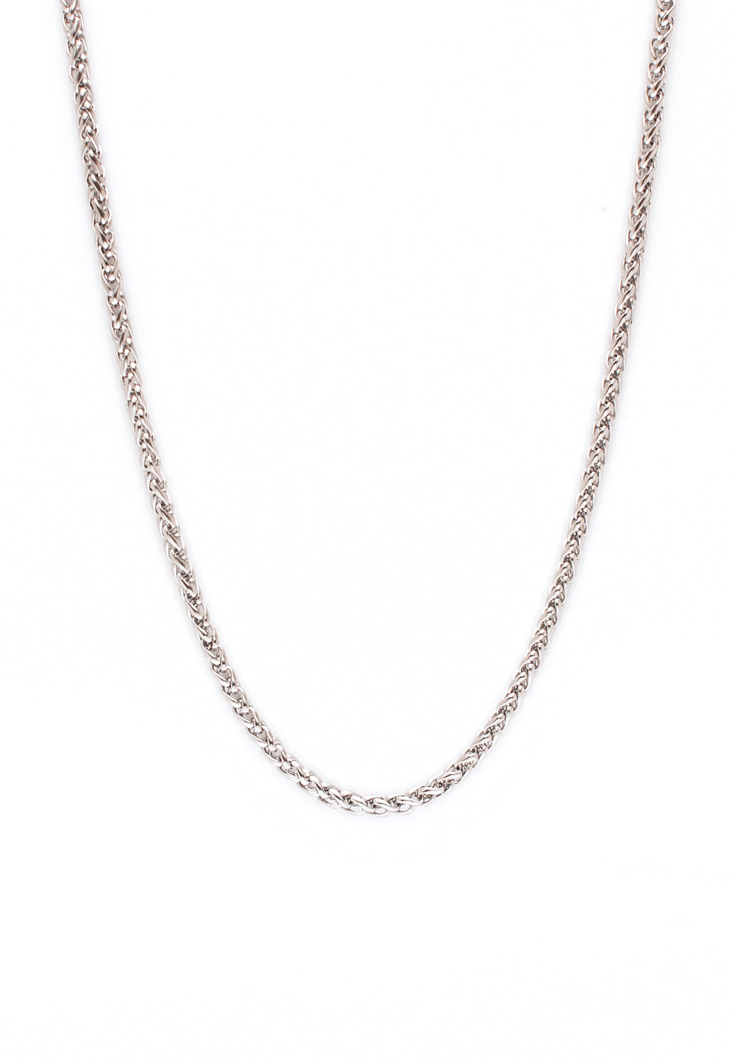 Wheat Chain Necklace in Silver Finish Stainless Steel - Fine