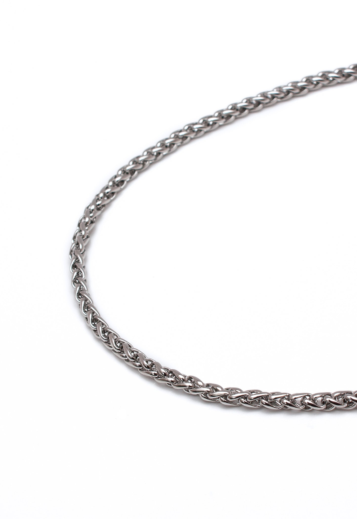 Wheat Chain Necklace in Silver Finish Stainless Steel - Fine
