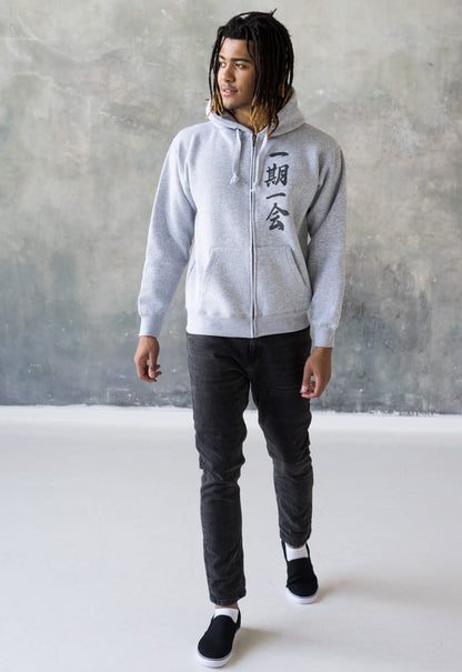 Ichigo Ichie Japanese Calligraphy Full Zip Up Hoodie – Unisex