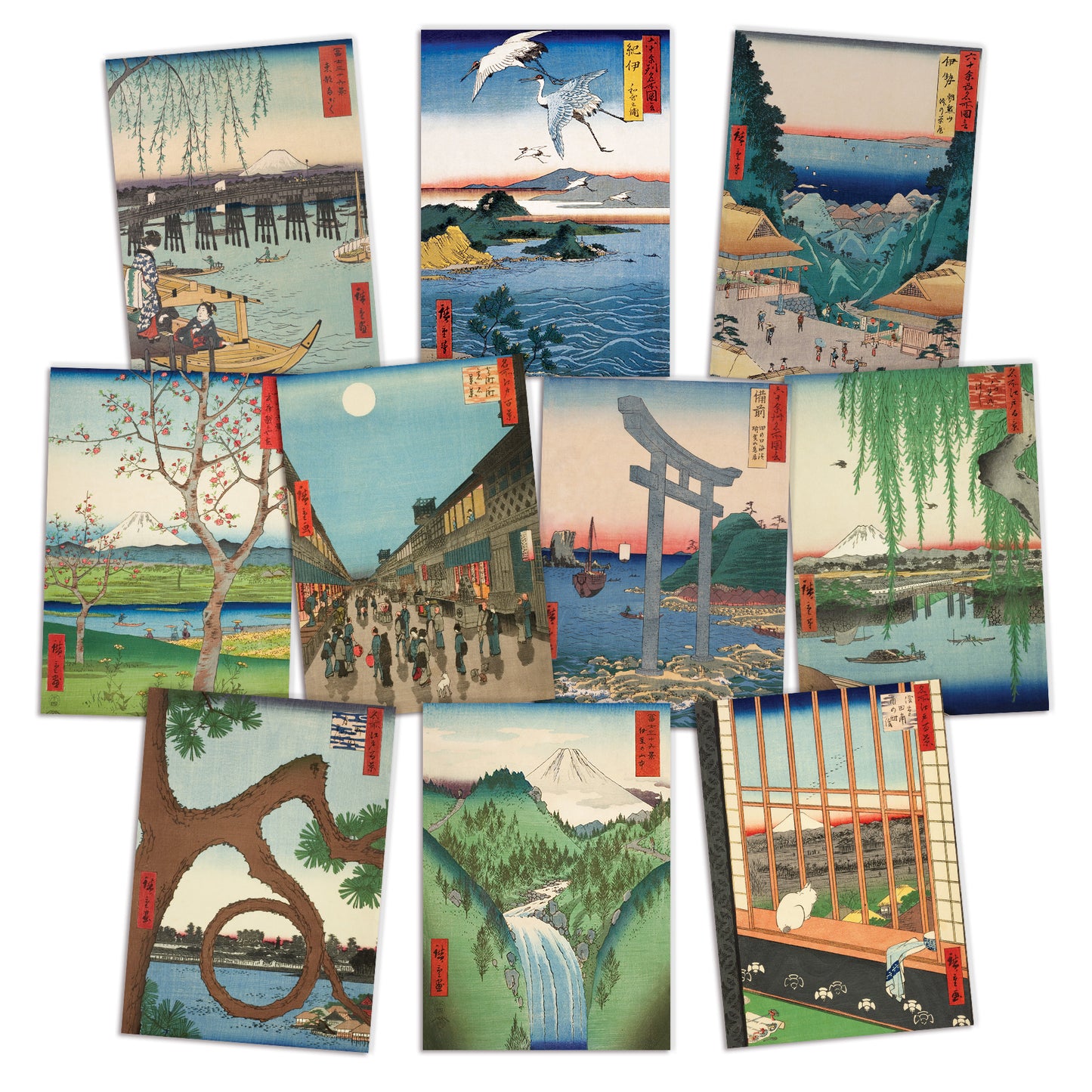 Hiroshige Japanese Ukiyo-e Greeting Cards – Set of 10