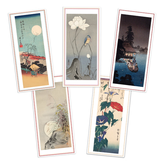 Japanese Ukiyo-e Art Greeting Cards – Luxury Tall Set of 5 | Birthday & All Occasion