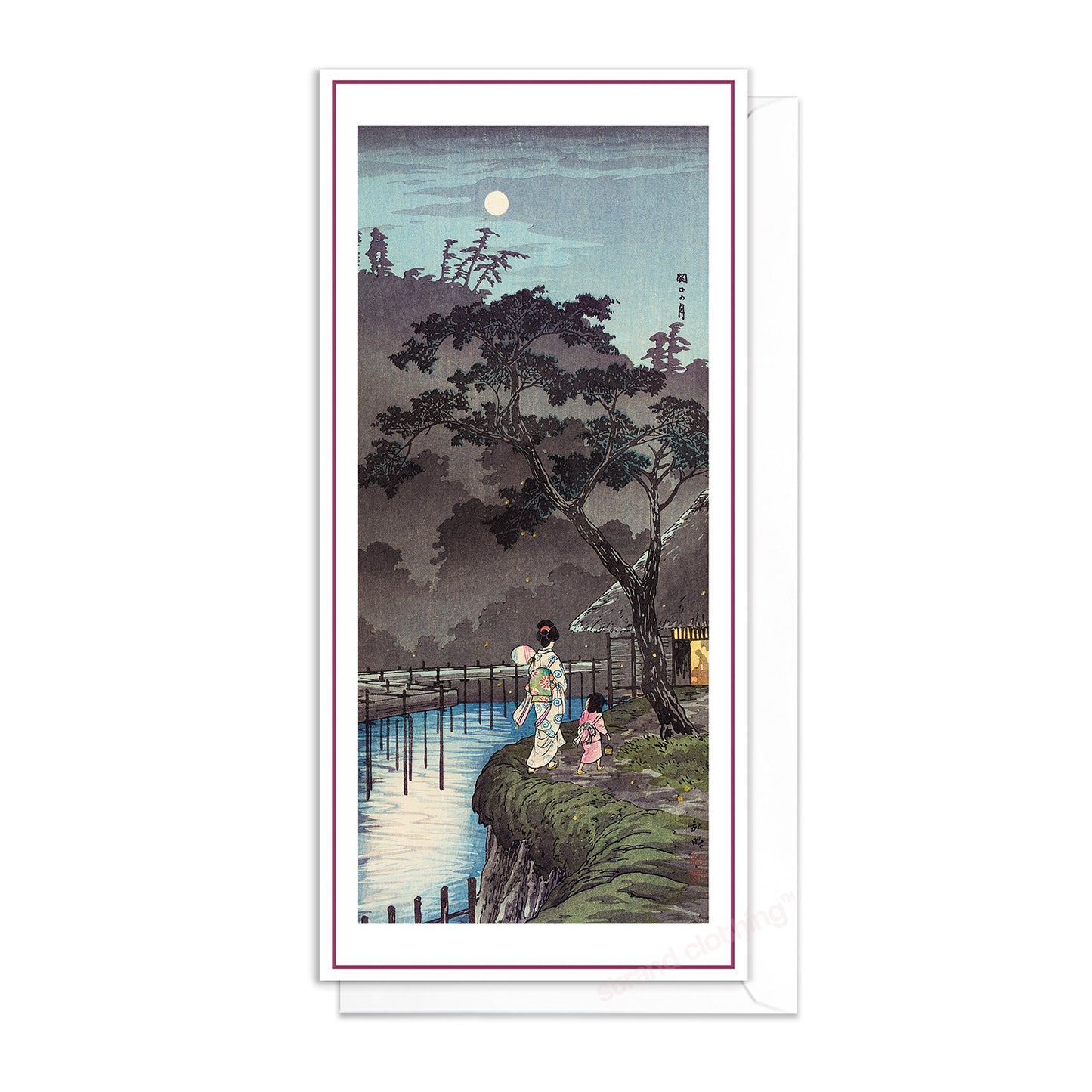 Japanese Art Greeting Card – Moon at Sekiguchi by Takahashi Shotei