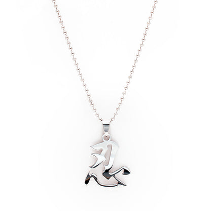 Ninja Pendant Necklace with Ball Chain in Silver Finish Stainless Steel