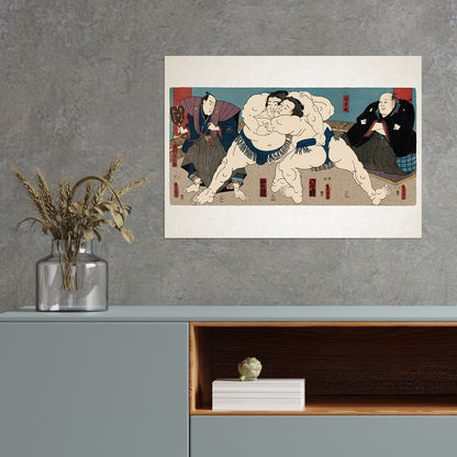 Sumo Wrestlers Ōnaruto and Nishinokai – Edo Period Ukiyo-e Japanese Woodblock Art Print by Utagawa Kuniaki II