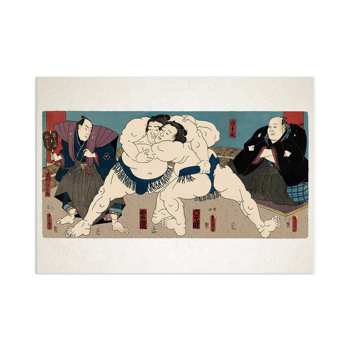 Sumo Wrestlers Ōnaruto and Nishinokai – Edo Period Ukiyo-e Japanese Woodblock Art Print by Utagawa Kuniaki II