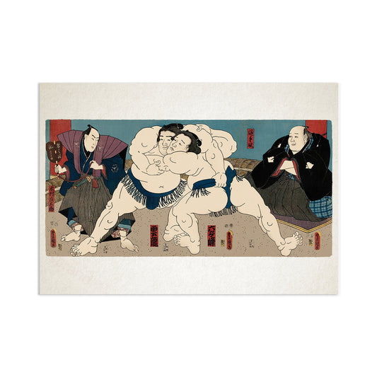 Sumo Wrestlers Ōnaruto and Nishinokai – Edo Period Ukiyo-e Japanese Woodblock Art Print by Utagawa Kuniaki II