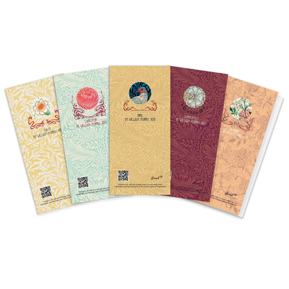 Set of 5 William Morris Greeting Cards – Long Format for Birthday & Congratulations