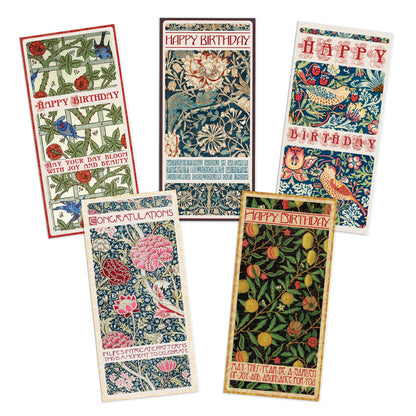 Set of 5 William Morris Greeting Cards – Tall Format for Birthday & Congratulations