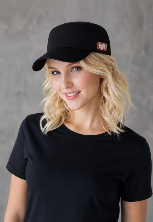 Army Cadet Cap with Japanese Vinyl Applique - Black Colour