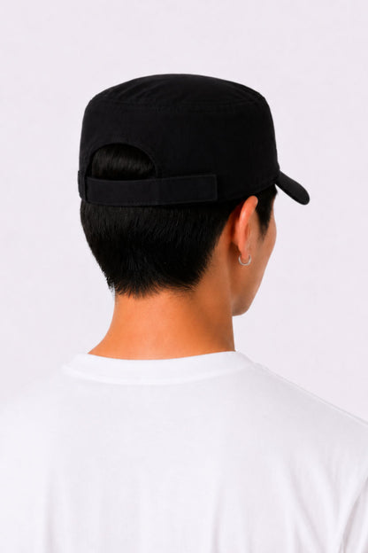 Army Cadet Cap with Japanese Vinyl Applique - Black Colour
