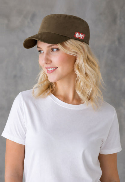 Army Cadet Cap with Japanese Vinyl Applique - Khaki Colour
