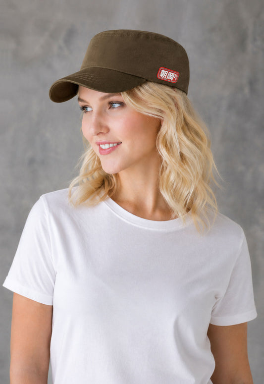 Army Cadet Cap with Japanese Vinyl Applique - Khaki Colour