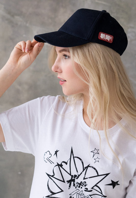 Baseball Cap with Japanese Vinyl Applique - Classic Navy Blue