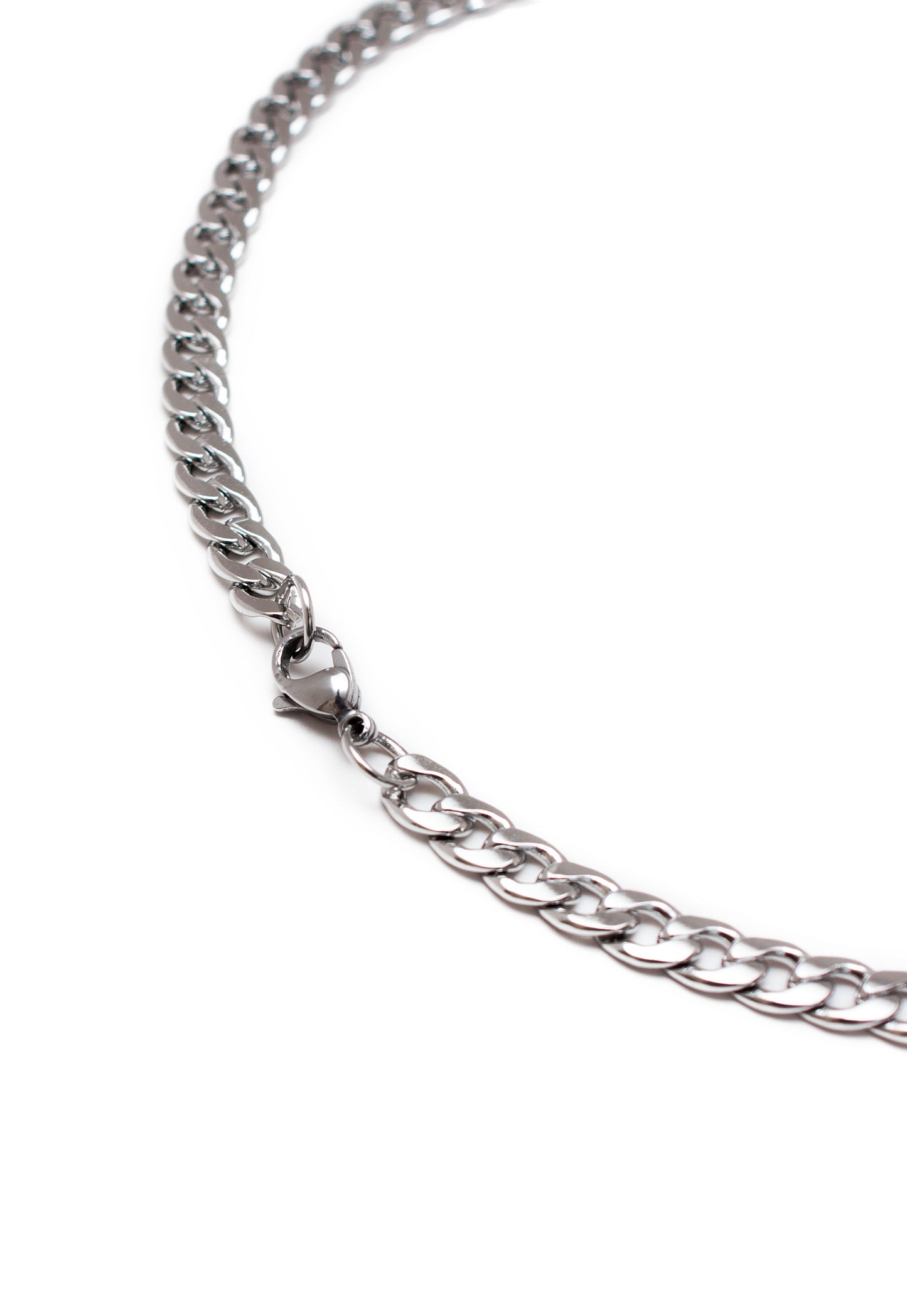 Curb Chain Necklace in Silver Finish Stainless Steel - Heavyweight