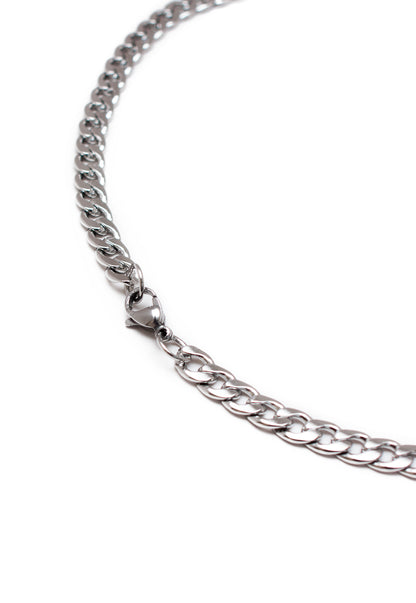Curb Chain Necklace in Silver Finish Stainless Steel - Heavyweight