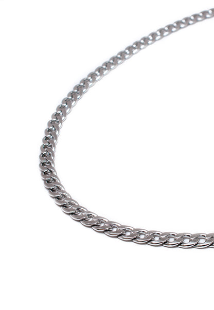 Curb Chain Necklace in Silver Finish Stainless Steel - Heavyweight
