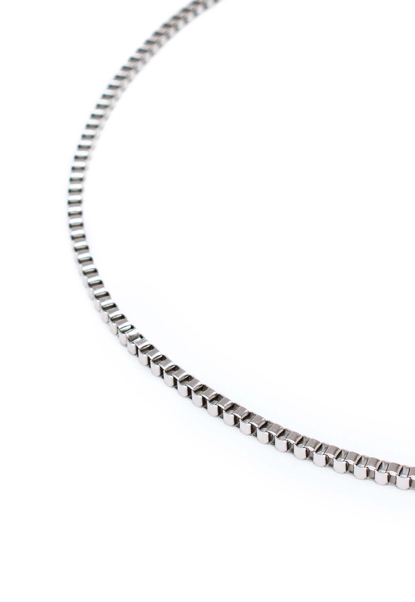 Box Chain Necklace in Silver Finish Stainless Steel - Square Link