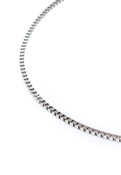 Box Chain Necklace in Silver Finish Stainless Steel - Square Link
