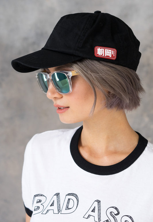 Heritage Cotton Baseball Cap with Japanese Applique – Black Tokyo Style