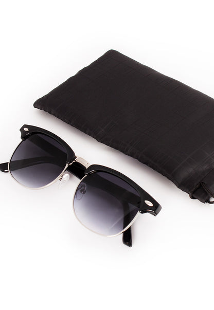 Black Half Frame Sunglasses with Gradient Lenses