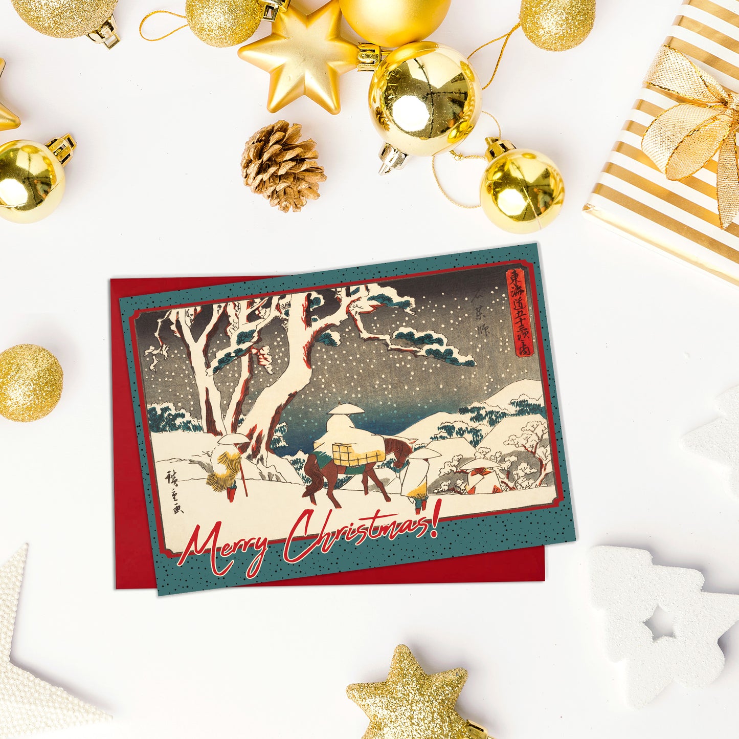 “Gyōsho Tōkaidō: Ishikushi” by Utagawa Hiroshige – Japanese Ukiyo-e Christmas Greeting Card – A5 Woodblock Art Card with Envelope
